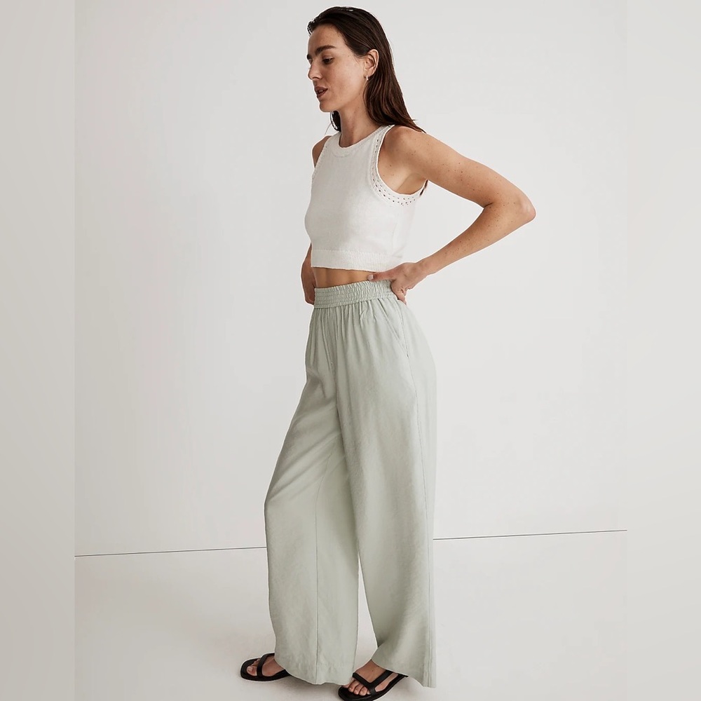 Madewell The Carley Wide Leg Pant in Softdrape Pull On Sage Mist Small
